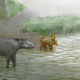 A rendering of newly described species Leptolophus cuestai by a lake.